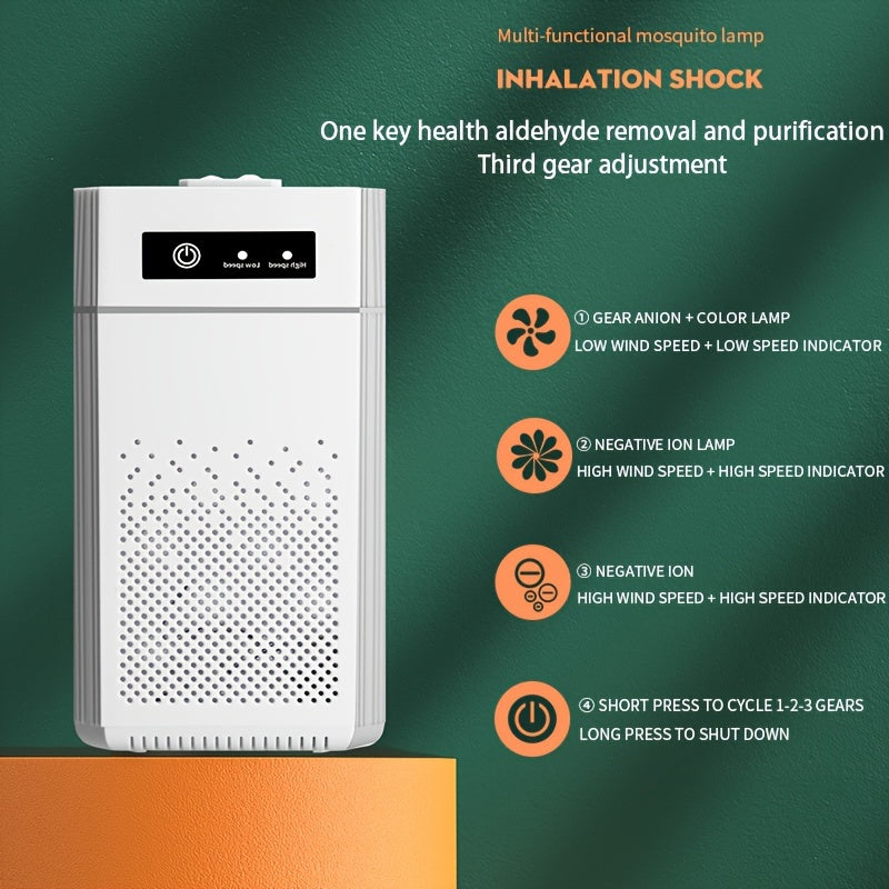 1pc Advanced HEPA Air Purifier - Effective Smoke, Odor, and Formaldehyde Removal for Fresh Indoor Air - Compact Bedroom Air Cleaner with Negative Ion Technology