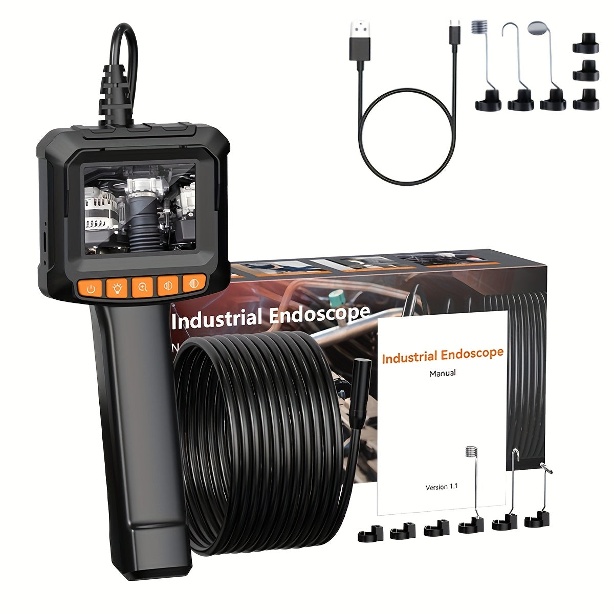 16.5ft Borescope Camera With Light, 4.3"/2.4" Endoscope Camera With Light, IP67 Waterproof Endoscope, 1080 HD Inspection Camera, Snake Camera, Endoscope Camera Gadgets For Men