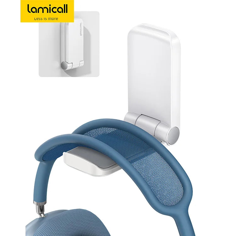 Lamicall DH02 Universal Headphone Holder Wall Mount Sticky Headset Hanger Hook No Drill Adhesive Earphone Stand for Gaming PC