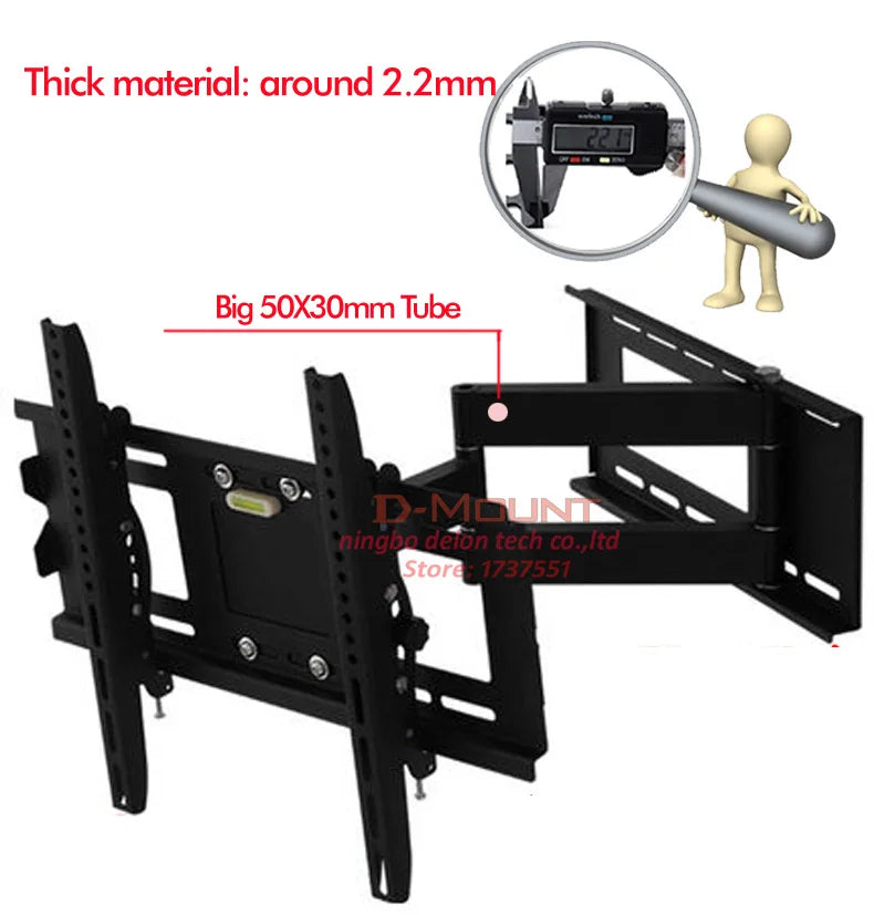 D-MOUNT DL-WA-102CT 60kg 60" 55" 46" Universal Retractable Swivel TILT 500x400 LCD Wall VESA Holder Full Motion Tv Bracket