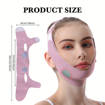 Graphene Technology Breathable Facial Lifting Strap, Double Tightening V-Face Shaping Mask, Physical Double Chin Reducer, Reusable, Portable for Home Use, Same As Used in Beauty Salons