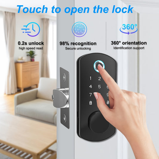 Smart Door Lock - Fingerprint Door Lock - Tech Home - 5-in-1 Smart Door Lock (Fingerprint/IC Card/Passcode/APP/Key) - Simple Installation, Even Beginners Can Complete Independently - Suitable for Homes/Hotels/Rental Apartment