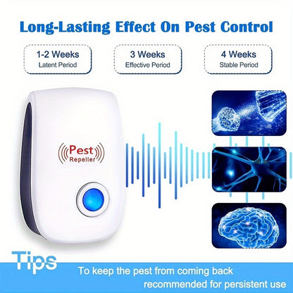 2pcs, Ultrasonic Pest Repeller - Effective Indoor Pest Control For Home, Kitchen, Office, Hotel, And Warehouse - Mosquito And Rat Repellent, Pest Control, Summer Essentials, Apartment Essentials, Household Gadgets