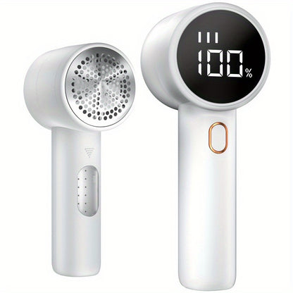 Electric Lint Remover, Fabric Shaver, USB Rechargeable Sweater Shaver, Power Lint Shaver, LED Display, Fuzz Remover, Portable Hairball Trimmer For Clothes, Bedding, Furniture, Carpet, Sofa, Cleaning Supplies, Household Gadget