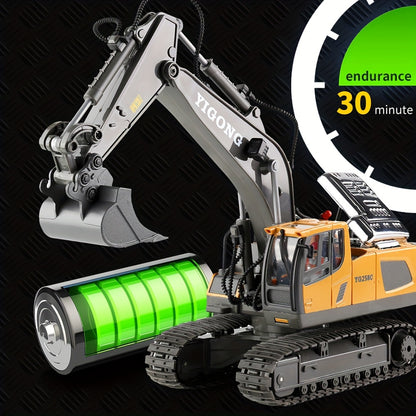 Mini Excavator Toy with Remote Control and App Control, Fun Men'S Toy, High-tech 11-Channel Alloy, Plastic Engineer Truck, Perfect Gift for Children
