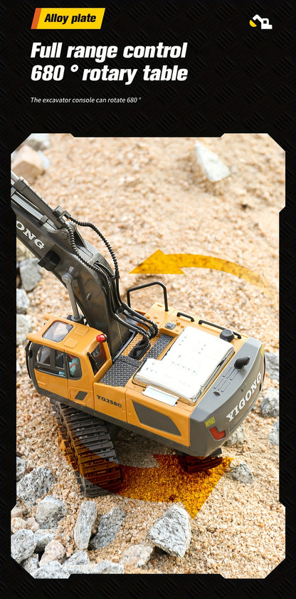 Mini Excavator Toy with Remote Control and App Control, Fun Men'S Toy, High-tech 11-Channel Alloy, Plastic Engineer Truck, Perfect Gift for Children