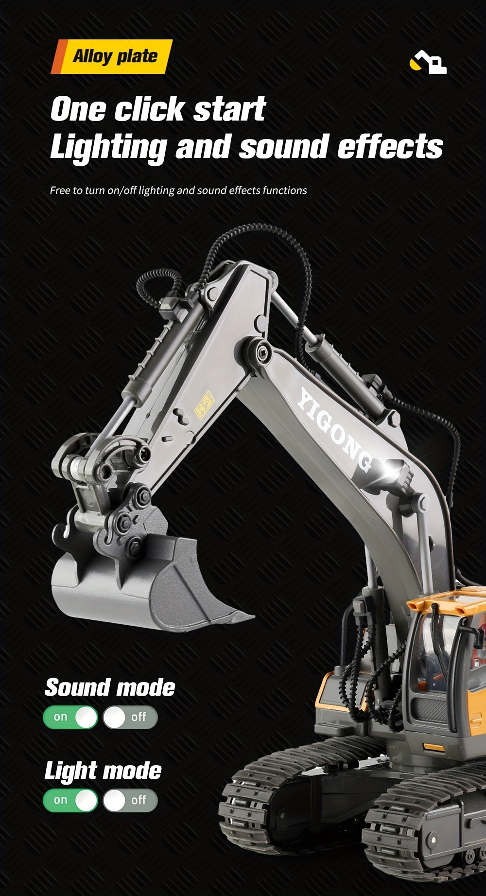Mini Excavator Toy with Remote Control and App Control, Fun Men'S Toy, High-tech 11-Channel Alloy, Plastic Engineer Truck, Perfect Gift for Children