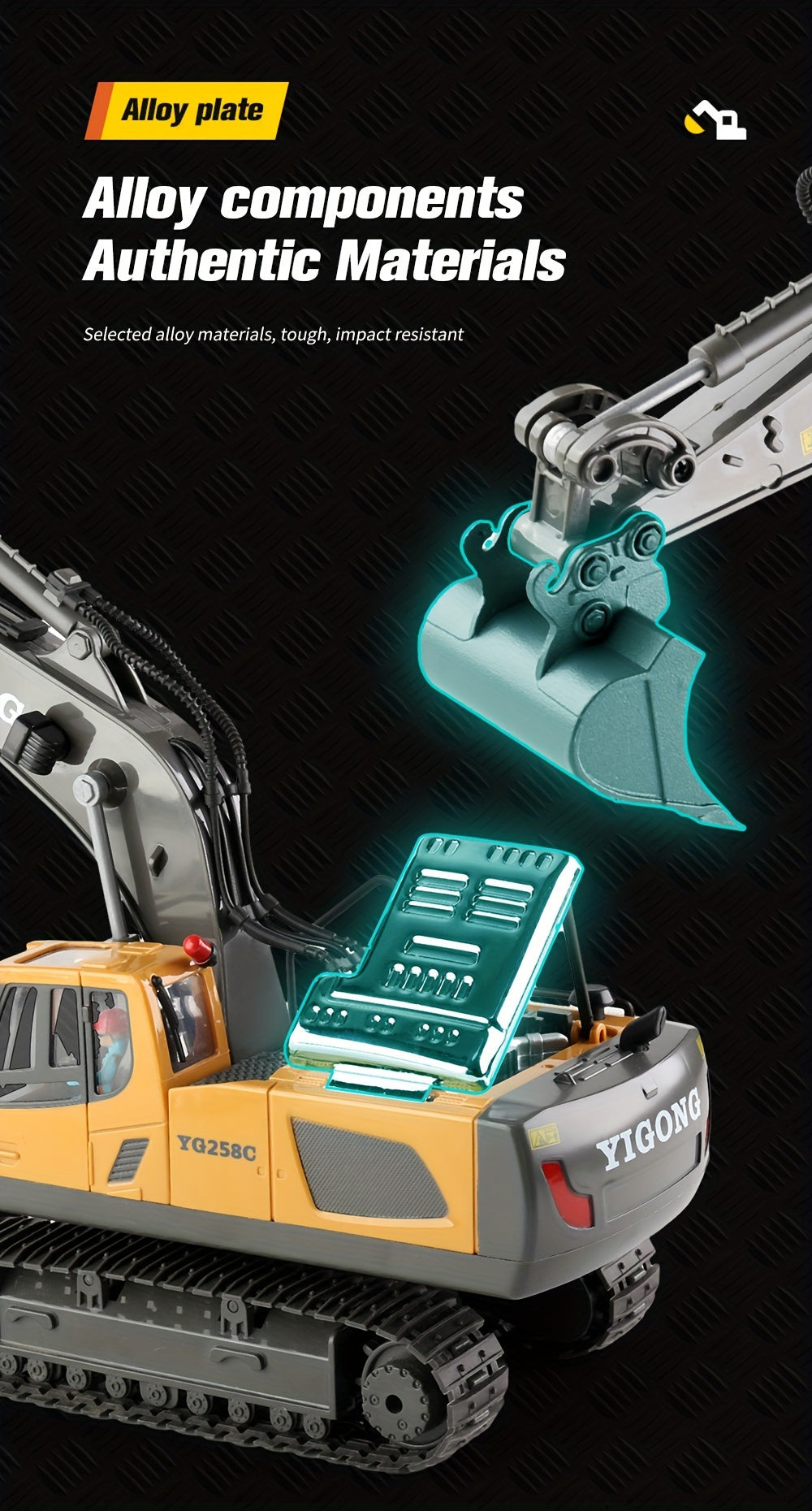 Mini Excavator Toy with Remote Control and App Control, Fun Men'S Toy, High-tech 11-Channel Alloy, Plastic Engineer Truck, Perfect Gift for Children