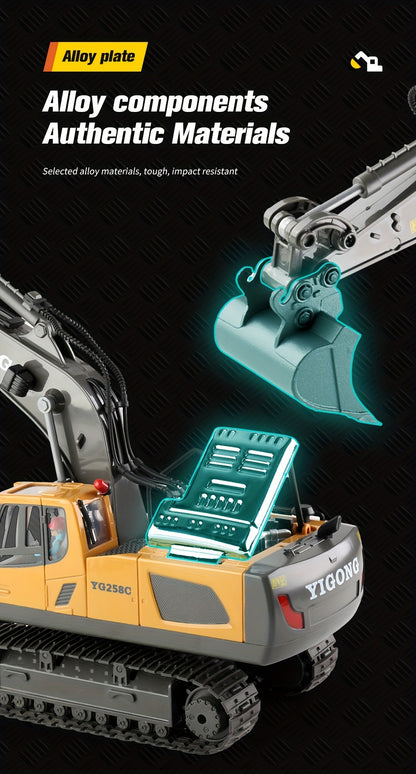 Mini Excavator Toy with Remote Control and App Control, Fun Men'S Toy, High-tech 11-Channel Alloy, Plastic Engineer Truck, Perfect Gift for Children