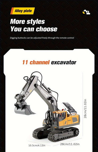 Mini Excavator Toy with Remote Control and App Control, Fun Men'S Toy, High-tech 11-Channel Alloy, Plastic Engineer Truck, Perfect Gift for Children