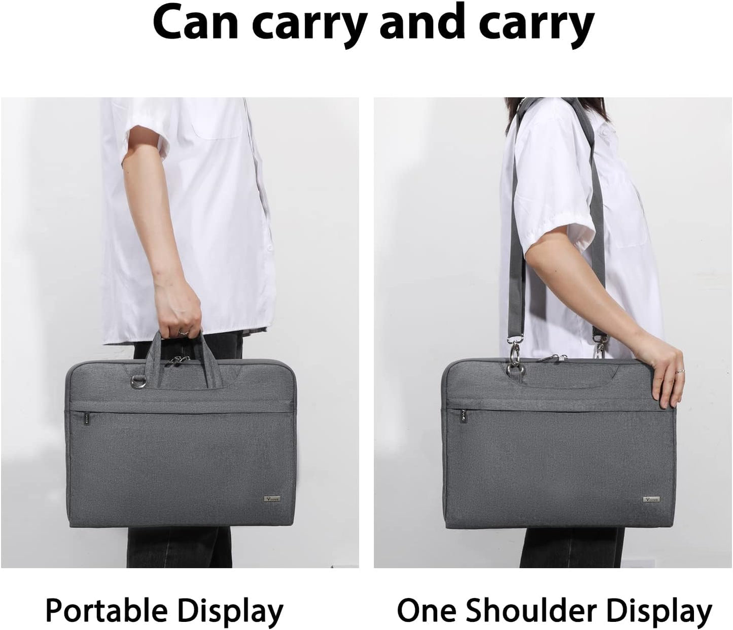 Laptop Bag 15.6 Inch with Shoulder Strap & Handle, Waterproof Laptop Case Sleeve Compatible with 15-16”Macbook Air/Pro, HP Acer Asus Dell Lenovo, Slim Computer Bag for Men Women, Grey