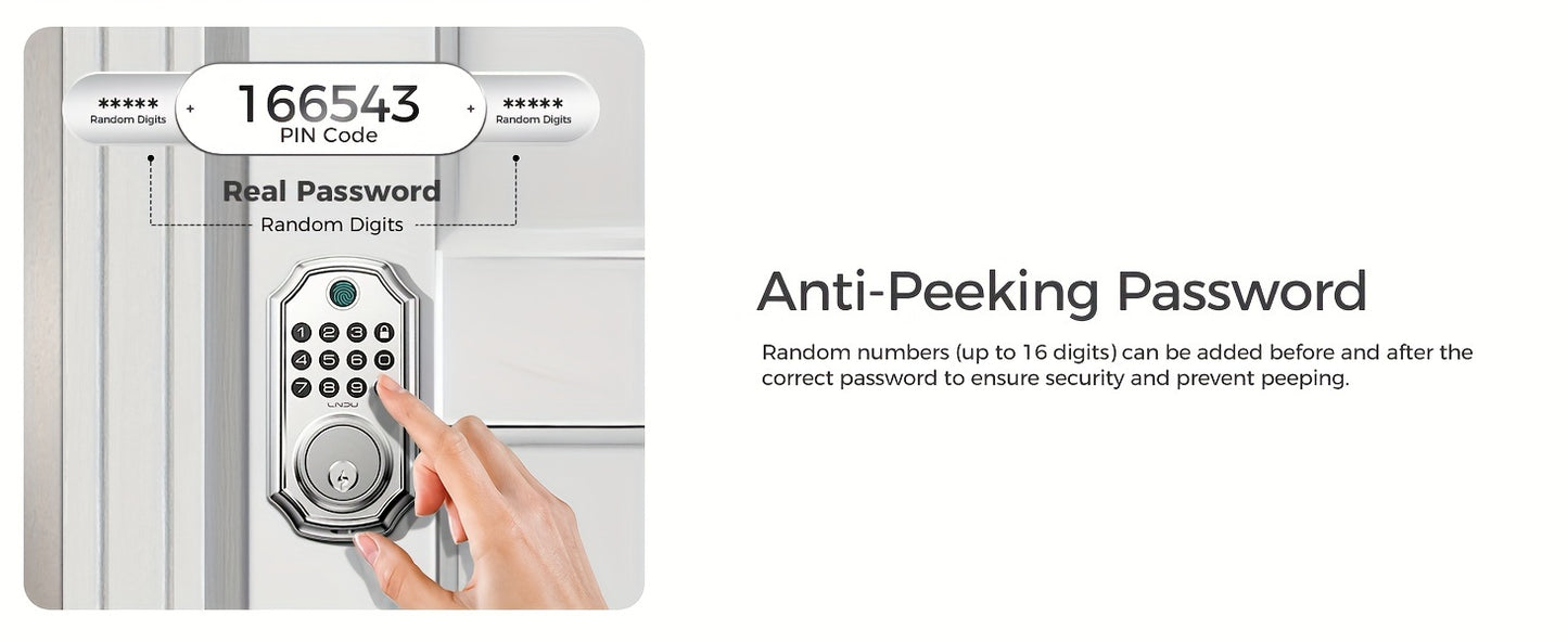 D280 Smart 5-in-1 Fingerprint Door Lock, Keyless Entry Door Lock, Biometric Technology with Memory Function, Fits Most Standard Doors, Unlocking Log, Durable, 100 Passcodes, Temporary Sharing, Anti-Snoop Passcode