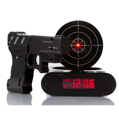 Gadget Target Laser Shooting Gun Alarm Clock Digital Electronic Desk Clock Table Watch Nixie Clock Snooze Target Gaming Clock