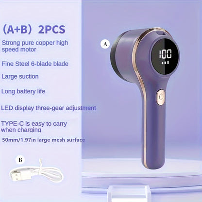 1set, Fabric Shaver, Electric Lint Remover, USB Rechargeable Sweater Shaver, Power Lint Shaver, LED Display, Fuzz Remover, Pilling Remover, Portable Hairball Trimmer For Clothes, Bedding, Furniture, Carpet, Sofa, Cleaning Sup