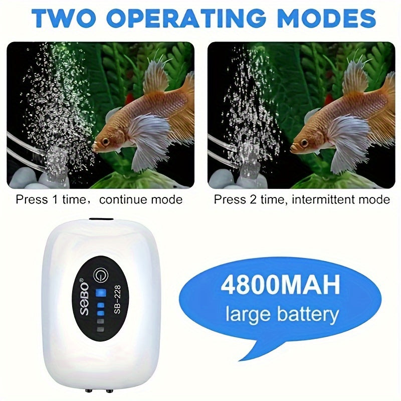 1-2 Meter Rechargeable Fish Tank Air Pump - Portable Oxygen Supply with Long-Lasting Battery, USB Recharging, and Aerolite Technology - Ideal for Fish Tank Breeders and Aquarium Enthusiasts