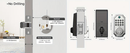 D280 Smart 5-in-1 Fingerprint Door Lock, Keyless Entry Door Lock, Biometric Technology with Memory Function, Fits Most Standard Doors, Unlocking Log, Durable, 100 Passcodes, Temporary Sharing, Anti-Snoop Passcode