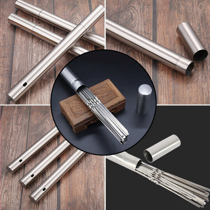 15pcs of Stainless Steel Skewers And 1 Storage Tube for Barbecuing; Reusable Grill Skewers for Shish Kebab And Camping Flat Forks Gadgets