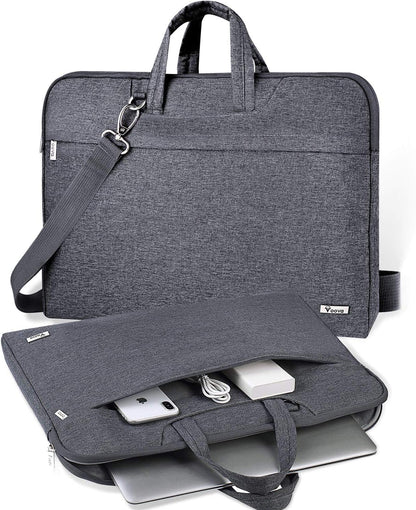 Laptop Bag 15.6 Inch with Shoulder Strap & Handle, Waterproof Laptop Case Sleeve Compatible with 15-16”Macbook Air/Pro, HP Acer Asus Dell Lenovo, Slim Computer Bag for Men Women, Grey