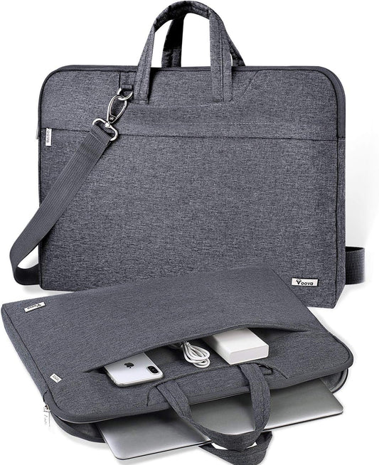 Laptop Bag 15.6 Inch with Shoulder Strap & Handle, Waterproof Laptop Case Sleeve Compatible with 15-16”Macbook Air/Pro, HP Acer Asus Dell Lenovo, Slim Computer Bag for Men Women, Grey