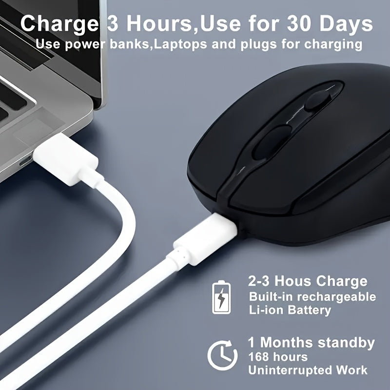 [Wireless Silent Mouse] Wireless Silent Mouse | Ambidextrous Dual-Mode Ergonomic Type-C Rechargeable for Office/Home Use with Tablet/Laptop/Desktop Connectivity, Portable, Compact, Durable Build, Tech Enthusiasts