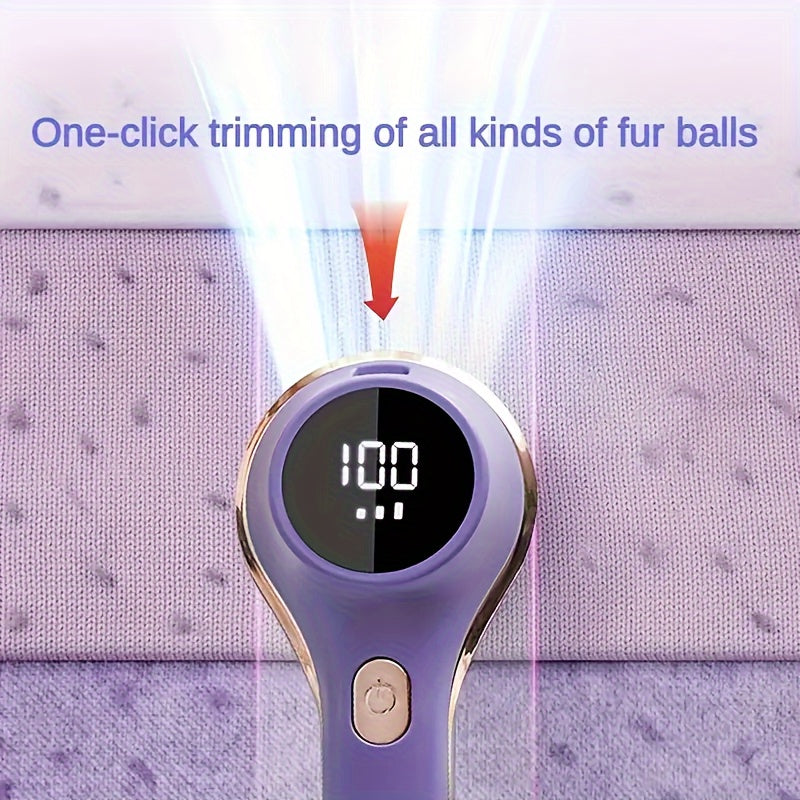 1set, Fabric Shaver, Electric Lint Remover, USB Rechargeable Sweater Shaver, Power Lint Shaver, LED Display, Fuzz Remover, Pilling Remover, Portable Hairball Trimmer For Clothes, Bedding, Furniture, Carpet, Sofa, Cleaning Sup