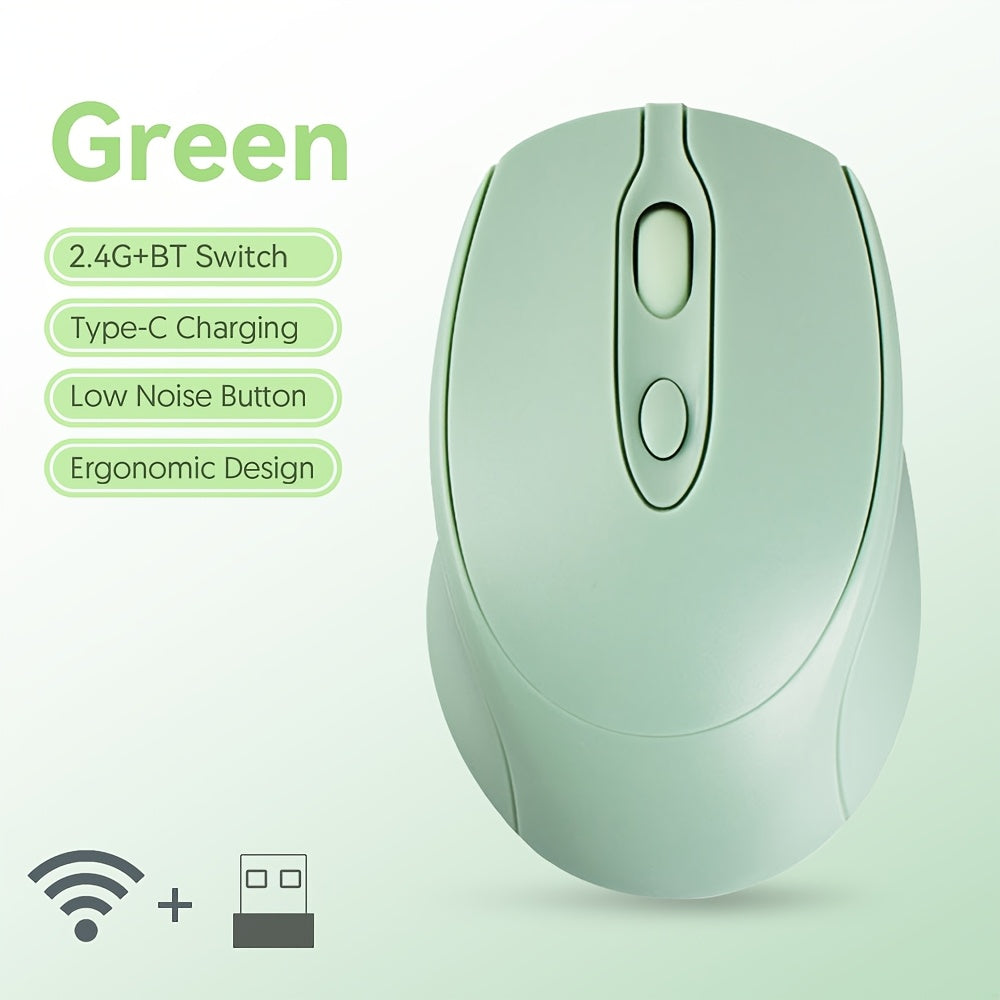 [Wireless Silent Mouse] Wireless Silent Mouse | Ambidextrous Dual-Mode Ergonomic Type-C Rechargeable for Office/Home Use with Tablet/Laptop/Desktop Connectivity, Portable, Compact, Durable Build, Tech Enthusiasts