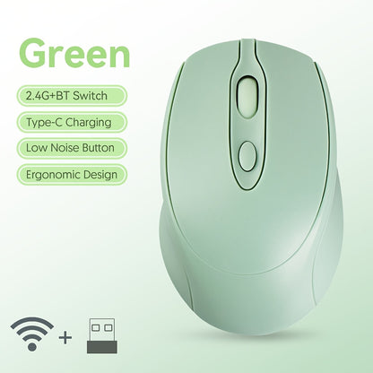 [Wireless Silent Mouse] Wireless Silent Mouse | Ambidextrous Dual-Mode Ergonomic Type-C Rechargeable for Office/Home Use with Tablet/Laptop/Desktop Connectivity, Portable, Compact, Durable Build, Tech Enthusiasts