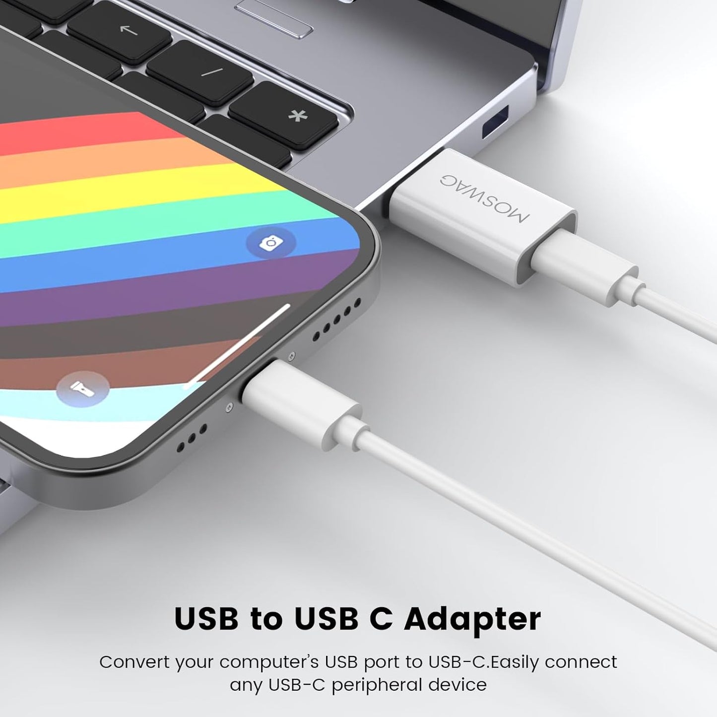 USB Type C Female to USB a Male Adapter, Compatible with Laptops, PC, No Additional Driver/Software Needed