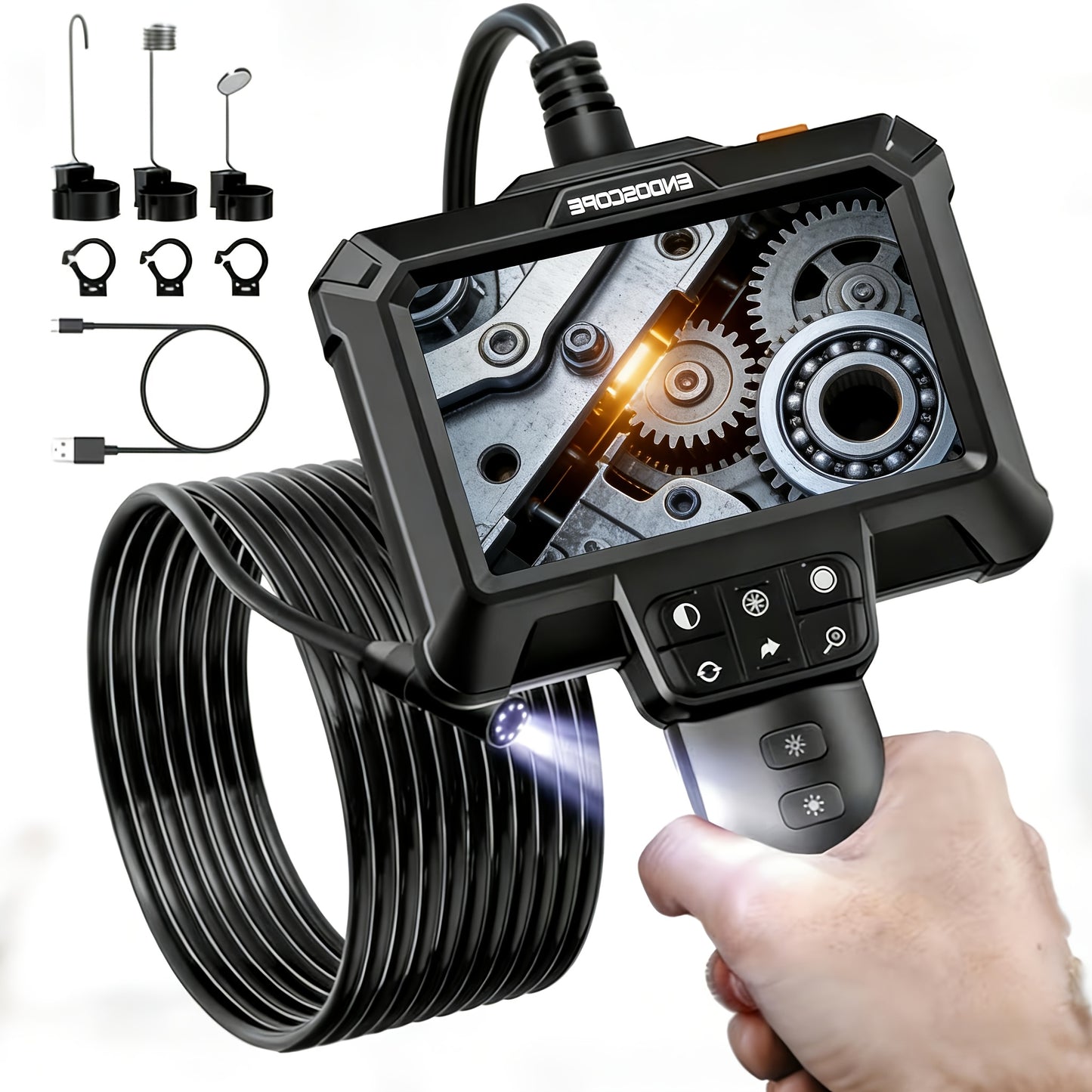 16.5ft Borescope Camera With Light, 4.3"/2.4" Endoscope Camera With Light, IP67 Waterproof Endoscope, 1080 HD Inspection Camera, Snake Camera, Endoscope Camera Gadgets For Men