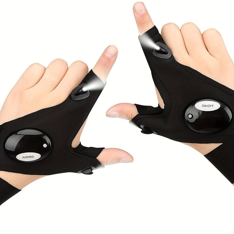 1/2pcs LED Flashlight Gloves - Hands-Free Lights for Camping, Fishing, and Outdoor Activities, Perfect Fathers Day Gifts for Men, Him, Dad, Boyfriend, and Cool Gadgets for Hotel and Natatorium
