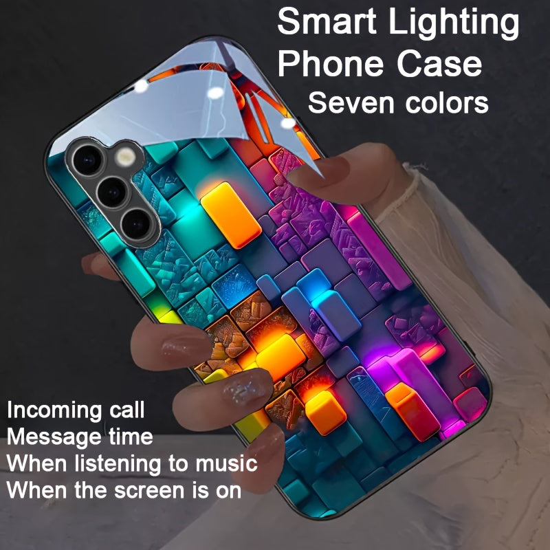 Light-emitting sound control TPU mobile phone case suitable for Samsung S23 Ultra/S22/S24 Plus/ip15promax/ip14promax/ip13promax - luminous technology, elegant daytime design, enhanced night visibility - 1 piece