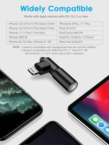 Lightning to 3.5 Mm Headphone Jack Adapter, 3 Pack Apple Mfi Certified Iphone Headphones Adapter Aux Dongle Cable Adaptor Earphone Audio Converter for Iphone 13 12 11 Pro Max 7 8 plus SE X XR
