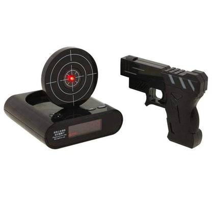 Gadget Target Laser Shooting Gun Alarm Clock Digital Electronic Desk Clock Table Watch Nixie Clock Snooze Target Gaming Clock