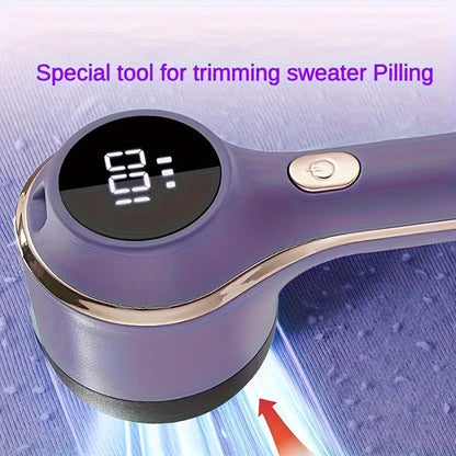 1set, Fabric Shaver, Electric Lint Remover, USB Rechargeable Sweater Shaver, Power Lint Shaver, LED Display, Fuzz Remover, Pilling Remover, Portable Hairball Trimmer For Clothes, Bedding, Furniture, Carpet, Sofa, Cleaning Sup