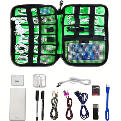 Electronics Accessories Organizer Bag,Portable Tech Gear Phone Accessories Storage Carrying Travel Case Bag, Headphone Earphone Cable Organizer Bag (M, Black)