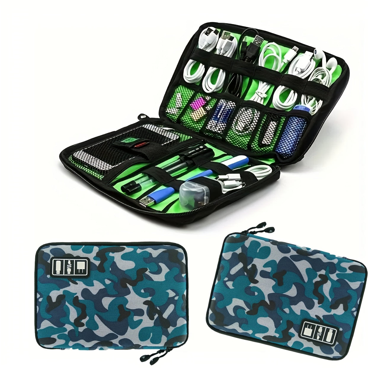 Electronics Accessories Organizer Bag,Portable Tech Gear Phone Accessories Storage Carrying Travel Case Bag, Headphone Earphone Cable Organizer Bag (M, Black)