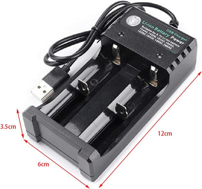 18650 Battery Chargers, Universial Charger 2 Slots, USB Charging, DC5V 1-2A, 2 Bay Chargers for Li-Ion 10440 14500 16340 18350 26650 Lithium Ion Batteries (2 Slot)