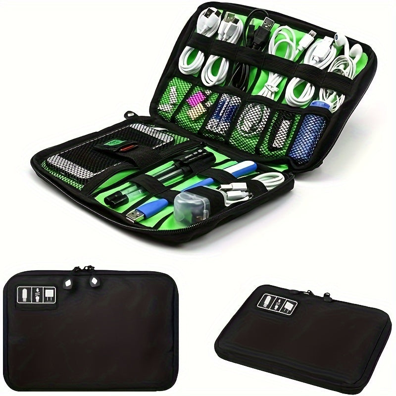 Electronics Accessories Organizer Bag,Portable Tech Gear Phone Accessories Storage Carrying Travel Case Bag, Headphone Earphone Cable Organizer Bag (M, Black)