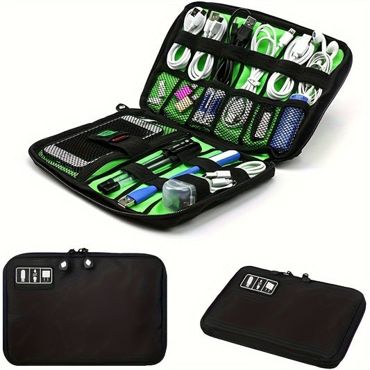 Electronics Accessories Organizer Bag,Portable Tech Gear Phone Accessories Storage Carrying Travel Case Bag, Headphone Earphone Cable Organizer Bag (M, Black)