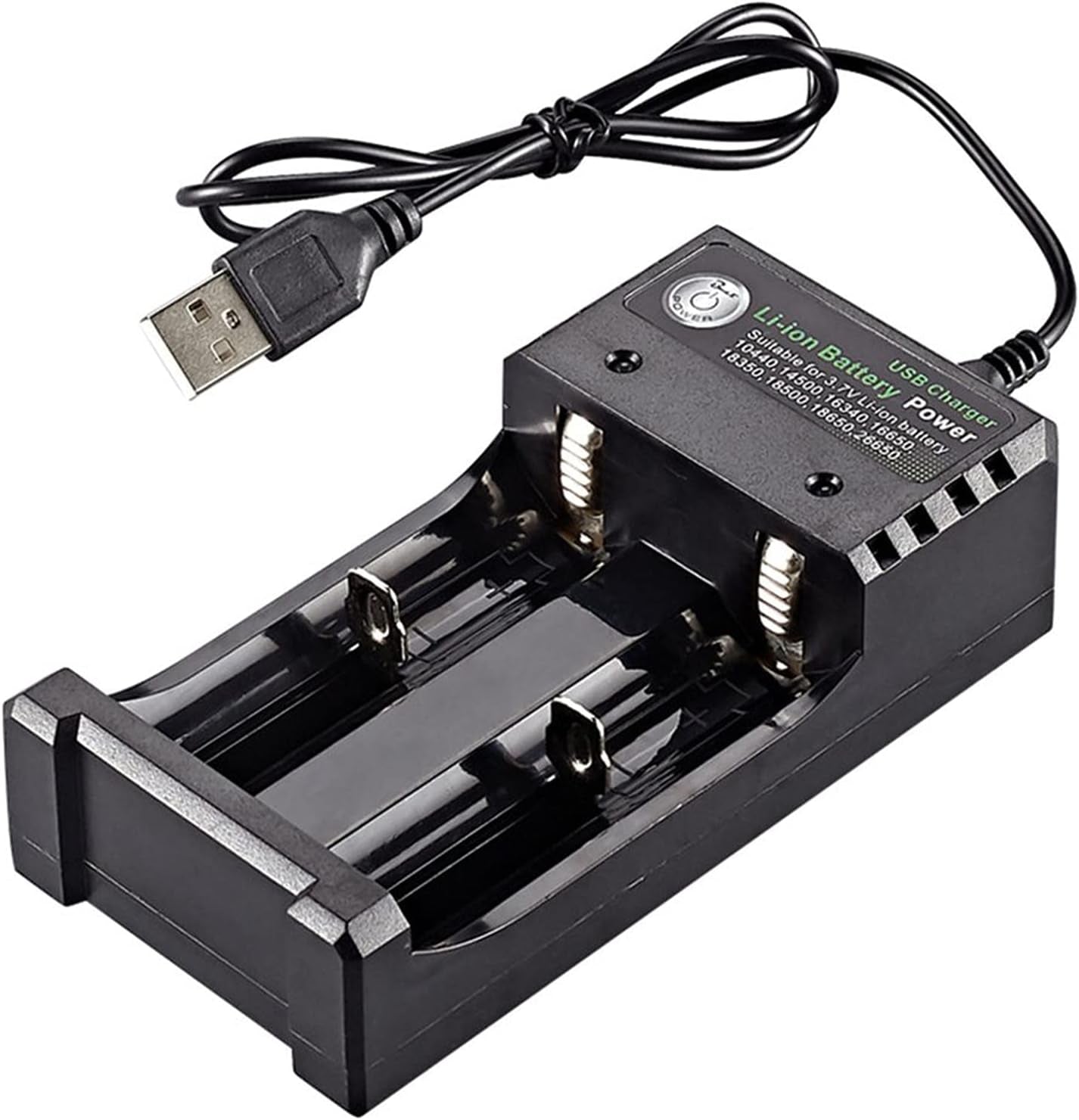 18650 Battery Chargers, Universial Charger 2 Slots, USB Charging, DC5V 1-2A, 2 Bay Chargers for Li-Ion 10440 14500 16340 18350 26650 Lithium Ion Batteries (2 Slot)