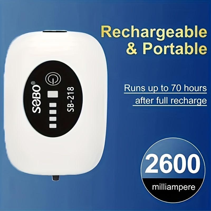 1-2 Meter Rechargeable Fish Tank Air Pump - Portable Oxygen Supply with Long-Lasting Battery, USB Recharging, and Aerolite Technology - Ideal for Fish Tank Breeders and Aquarium Enthusiasts
