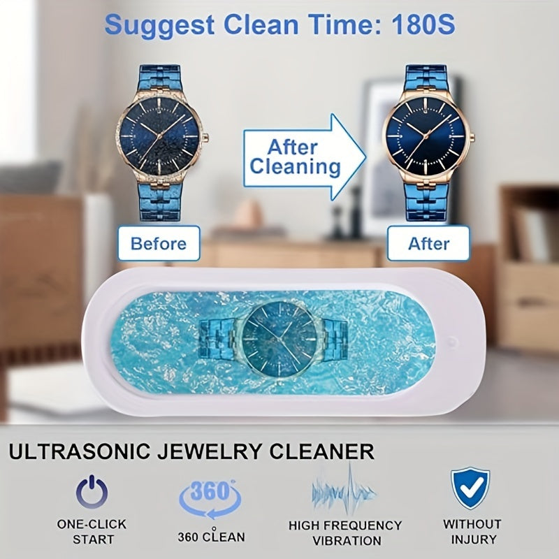 Professional 360° Deep Cleaning Machine - 45kHz Soundwave Technology, Chemical-Free, Safe for All Jewelry & Makeup Brushes, with High Frequency Vibration & Temperature Control