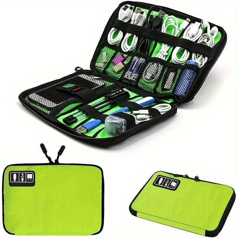 Electronics Accessories Organizer Bag,Portable Tech Gear Phone Accessories Storage Carrying Travel Case Bag, Headphone Earphone Cable Organizer Bag (M, Black)