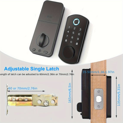 Smart Door Lock - Fingerprint Door Lock - Tech Home - 5-in-1 Smart Door Lock (Fingerprint/IC Card/Passcode/APP/Key) - Simple Installation, Even Beginners Can Complete Independently - Suitable for Homes/Hotels/Rental Apartment