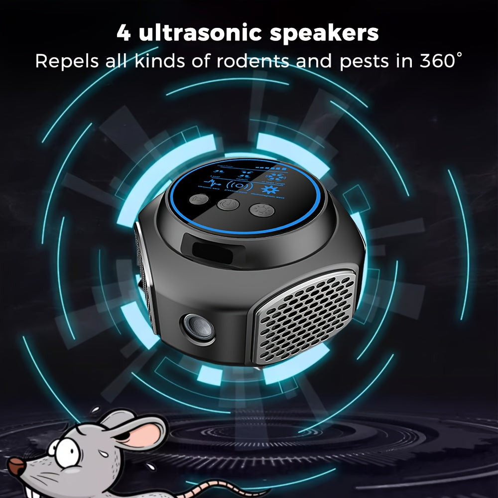 1pc, Cappsu Upgraded Rodent Repellent, 360° Ultrasonic Pest Repeller With Flashlights & PIR, Humane Mouse Traps Effectively Repel Mouse/Squirrel/Spider/Bat For Attics, Houses, Barns, Family & Pet Safe, Pest Control, Househol