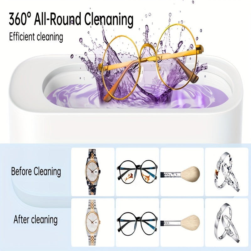Professional 360° Deep Cleaning Machine - 45kHz Soundwave Technology, Chemical-Free, Safe for All Jewelry & Makeup Brushes, with High Frequency Vibration & Temperature Control