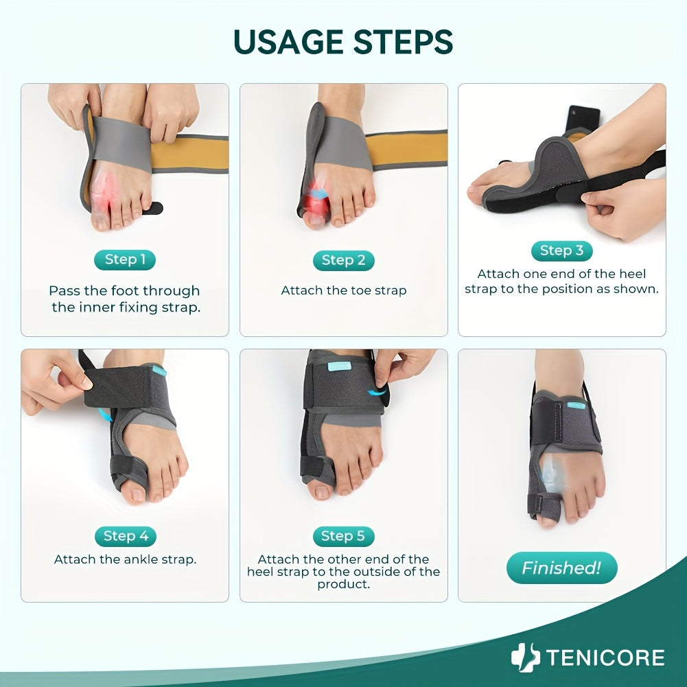 Tech Love Bunion Corrector For Women Men Big Toe 1 Pair, Adjustable Bunion Splint With 2 Angle Bar, Bunion Pads, Toe Straightener With Double Non-slip Strap For Day Night Support