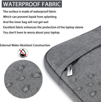 Laptop Bag 15.6 Inch with Shoulder Strap & Handle, Waterproof Laptop Case Sleeve Compatible with 15-16”Macbook Air/Pro, HP Acer Asus Dell Lenovo, Slim Computer Bag for Men Women, Grey