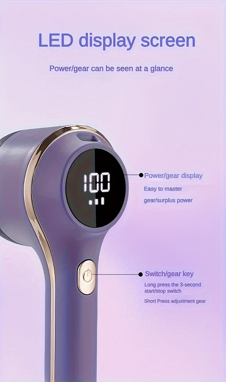 1set, Fabric Shaver, Electric Lint Remover, USB Rechargeable Sweater Shaver, Power Lint Shaver, LED Display, Fuzz Remover, Pilling Remover, Portable Hairball Trimmer For Clothes, Bedding, Furniture, Carpet, Sofa, Cleaning Sup