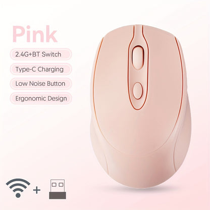 [Wireless Silent Mouse] Wireless Silent Mouse | Ambidextrous Dual-Mode Ergonomic Type-C Rechargeable for Office/Home Use with Tablet/Laptop/Desktop Connectivity, Portable, Compact, Durable Build, Tech Enthusiasts